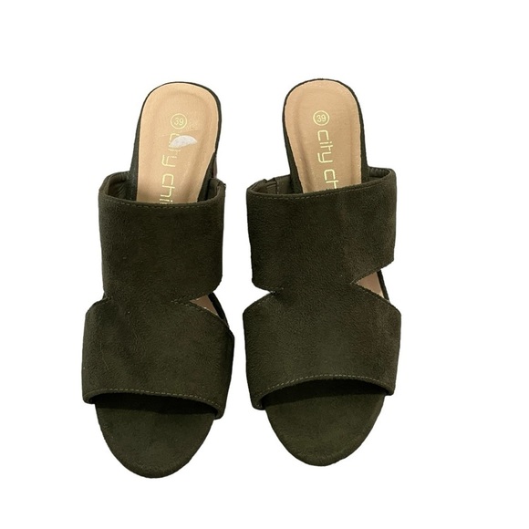 City Chic Khaki Green Remy Mule Heel 39/9 - Picture 3 of 6